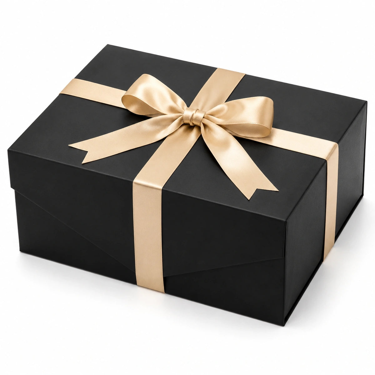 Geschenkbox 30 x 22 x 10 cm aus Karton Schwarz Gold mit Schleife