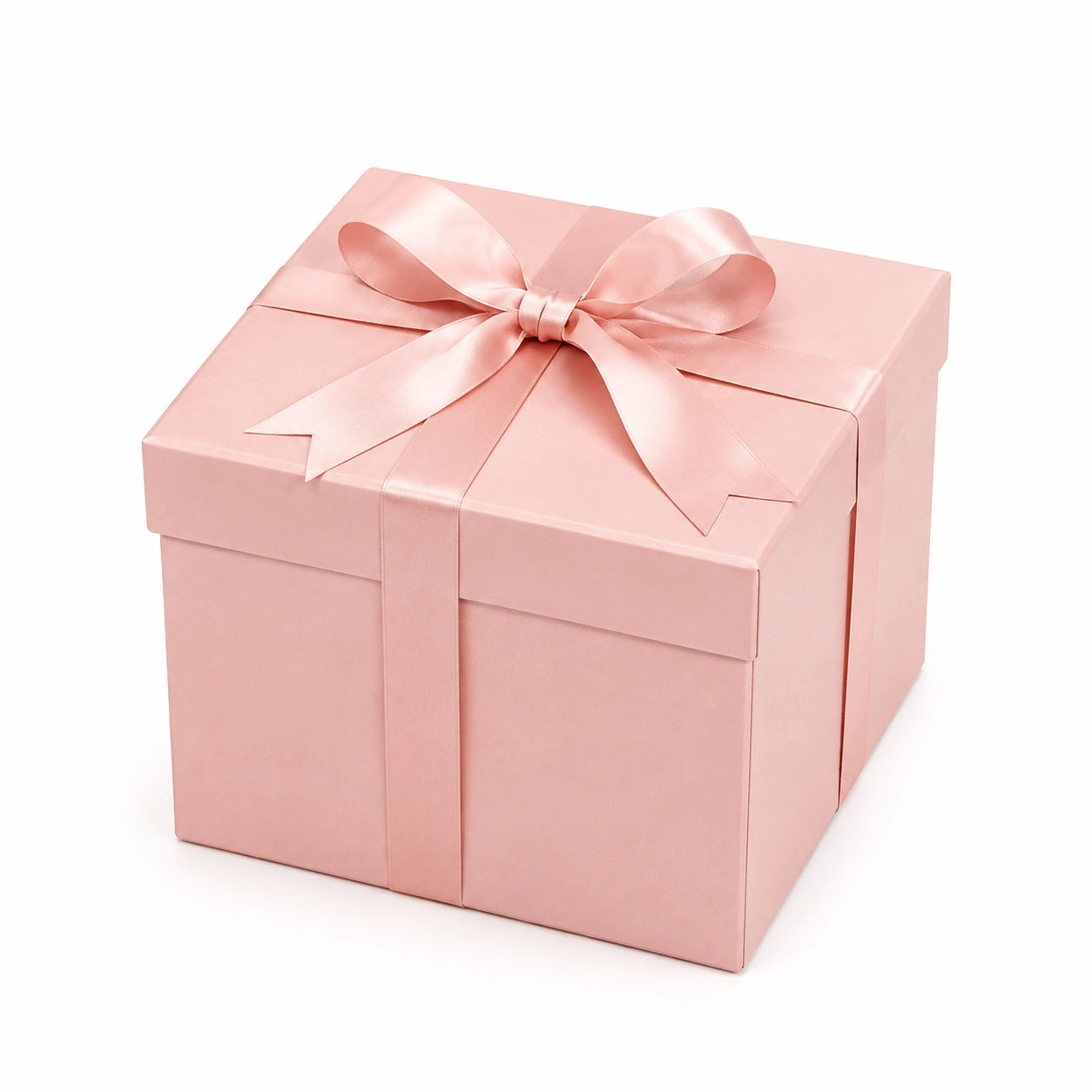 Geschenkbox 20 x 20 x 15 cm aus Karton rosa mit Satinschleife