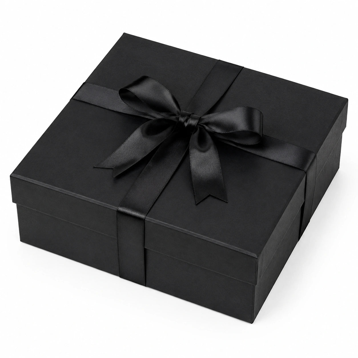 Geschenkbox 25 x 25 x 10 cm aus Karton in Schwarz mit Schleifenband zum Verpacken