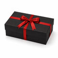 Geschenkbox 30 x 20 x 10 cm aus Karton Schwarz Rot mit Satinband