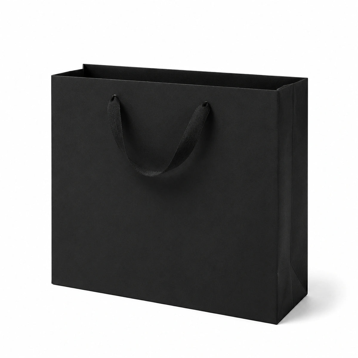 Papiertasche 25 x 10 x 30 cm Schwarz mit Textilgriffen zum Verschenken