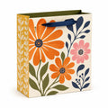 Geschenktüte 32 x 12 x 26 cm aus Papier Cremefarben mit Blumenmuster und Tragekordel