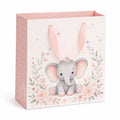 Geschenktüte 32 x 12 x 40 cm aus Kartonpapier Rosa mit Elefantenmotiv und Tragegriffen