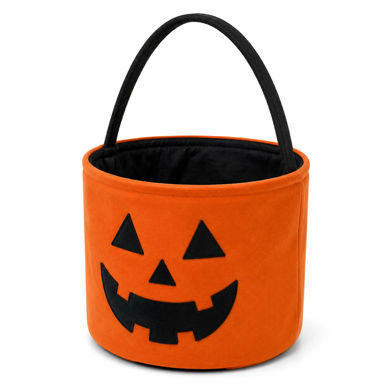 Aufbewahrungskorb 30 cm Orange Schwarz aus Polyester mit Tragegriff Kürbisgesicht
