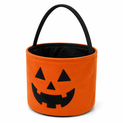 Aufbewahrungskorb 30 cm Orange Schwarz aus Polyester mit Tragegriff Kürbisgesicht