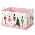 Aufbewahrungsbox 33 x 33 x 33 cm aus Polyester Rosa Weihnachtsmotiv mit Griffen