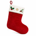 Weihnachtsstrumpf 46 cm aus Textil in Rot Weiß mit Aufhängeschlaufe und Stickmotiven