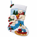Weihnachtsstrumpf aus Filz Blau Weiß mit Bärenmotiv und Aufhängeschlaufe