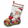 Weihnachtsstrumpf 45 cm Textil mehrfarbig mit Weihnachtsmann Motiv zum Aufhängen