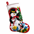 Weihnachtsstrumpf 45 cm aus Filz Rot Weiß Grün mit Schneemannmotiv zum Aufhängen