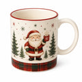 Keramiktasse 9.5 cm Weihnachtsmannmotiv in Creme Rot Grün - 0.35 L Henkelbecher