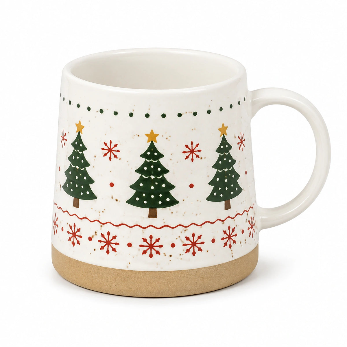 Keramiktasse 0.40 L Cremeweiß mit Weihnachtsmotiv für Heißgetränke