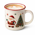 Keramiktasse 9.5 cm Cremeweiß Rot für Heißgetränke mit Weihnachtsmotiv