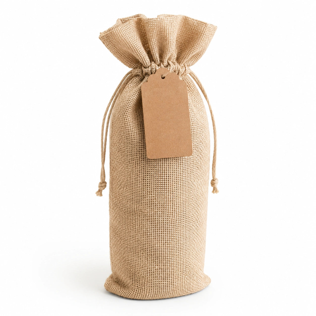 Flaschensack 14 x 35 cm aus Jute in Natur mit Kordelzug