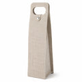 Weintragetasche 11 x 10 x 36 cm aus Textilgewebe Beige mit Tragegriff und Druckknopfverschluss
