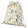 Turnbeutel Textil Cremegrün mit Blumenmuster und Kordelzug